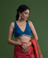 Peacock_Blue_Handloom_Pure_Silk_Deep_V-Neckline_Blouse_with_Embroidery_on_Hemline_WeaverStory_01