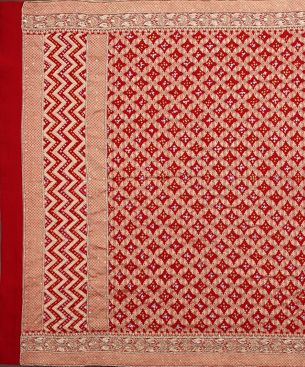 Handloom_Red_Georgette_Banarasi_Bandhej_Dupatta_With_Highlighting_Of_Zardozi_Work_WeaverStory_02