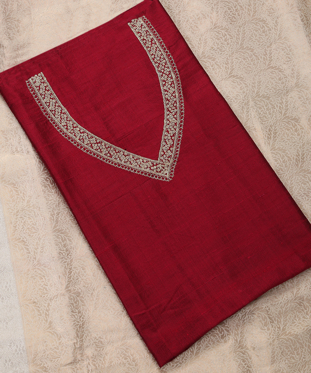 Maroon_Handloom_Raw_Silk_Banarasi_Blouse_Fabric_with_Tilla_Work_WeaverStory_02