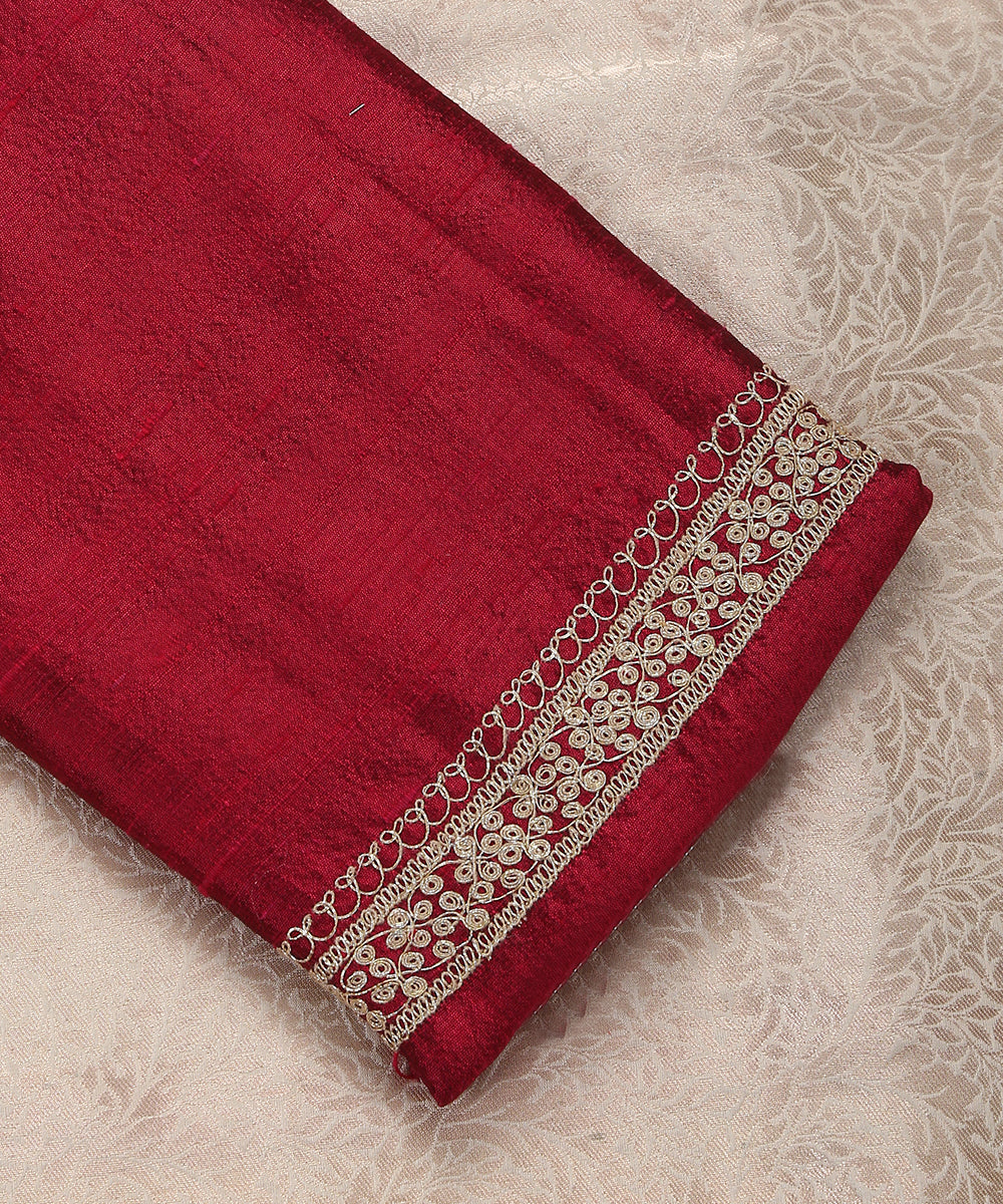 Maroon_Handloom_Raw_Silk_Banarasi_Blouse_Fabric_with_Tilla_Work_WeaverStory_04