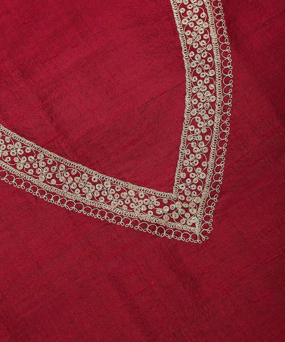 Maroon_Handloom_Raw_Silk_Banarasi_Blouse_Fabric_with_Tilla_Work_WeaverStory_05