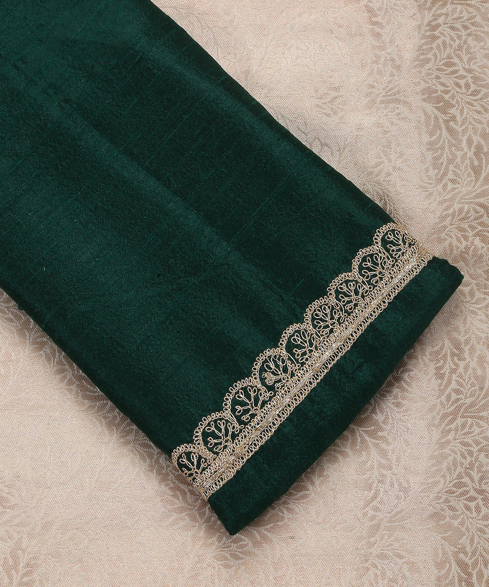 Handloom_Green_Raw_Silk_Banarasi_Blouse_Fabric_with_Tilla_Work_WeaverStory_03