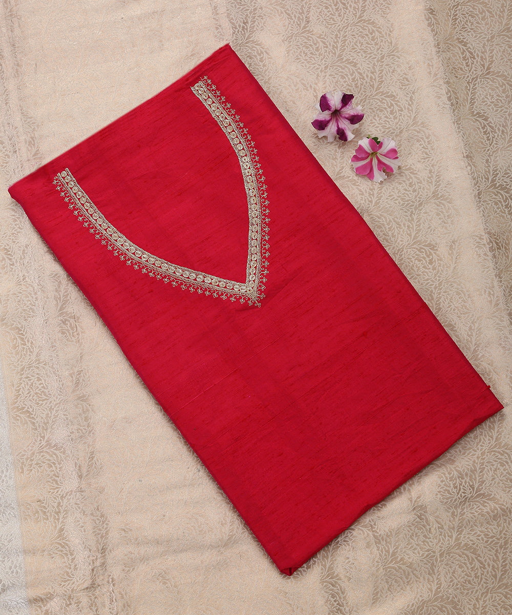Handloom_Red_Raw_Silk_Banarasi_Blouse_Fabric_with_Tilla_Work_WeaverStory_01