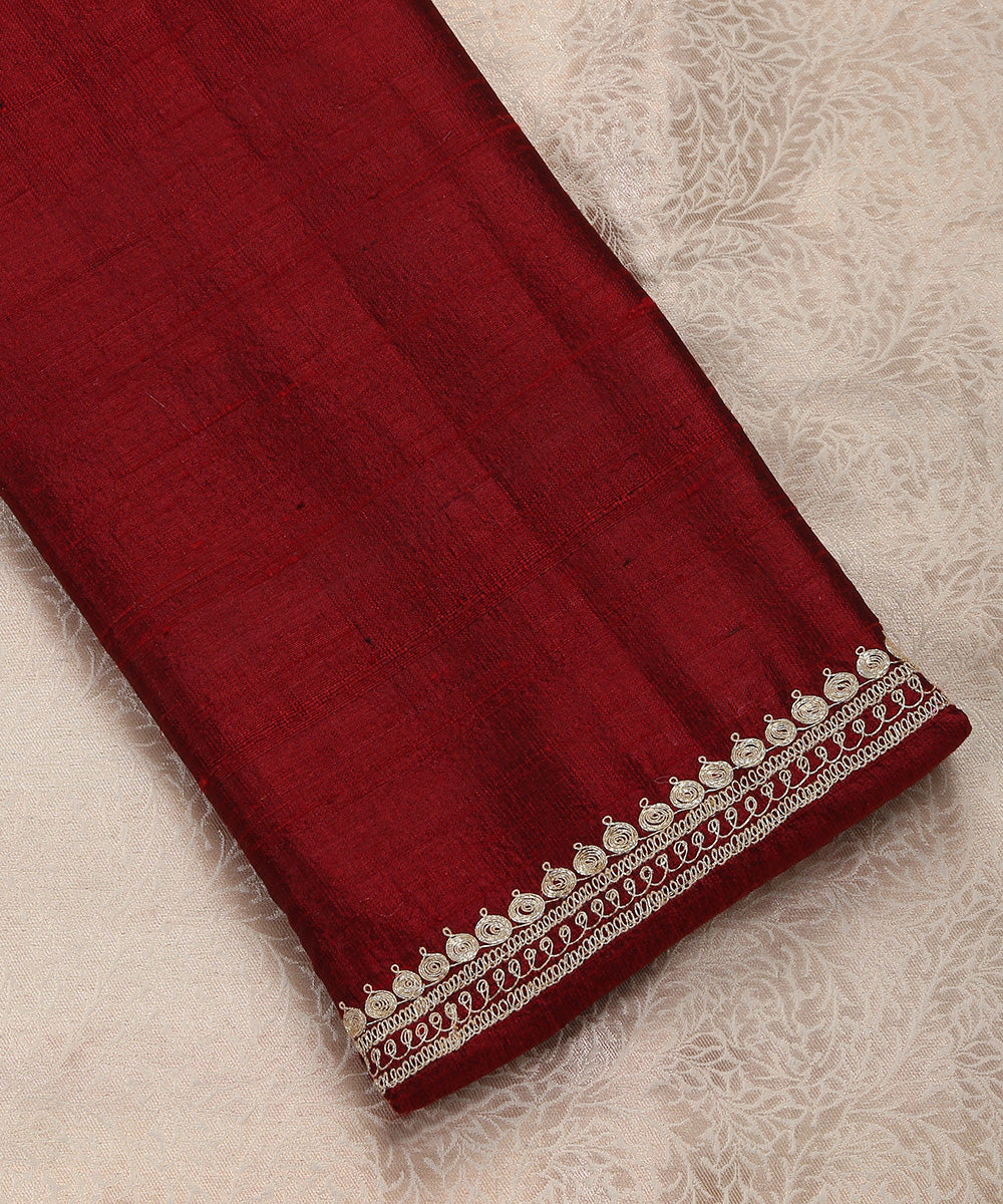 Handloom_Maroon_Raw_Silk_Banarasi_Blouse_Fabric_with_Tilla_Work_WeaverStory_03