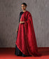 Maroon_Hand_Embroidered_Organza_Dupatta_With_Teen_Tikki_Booti_WeaverStory_01
