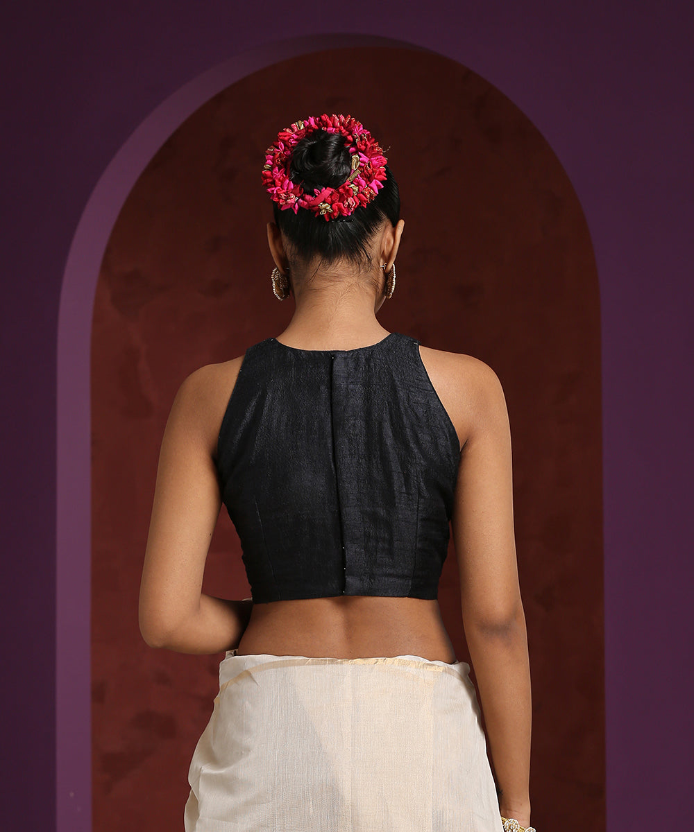 Handcrafted_Black_Raw_Silk_Zardozi_Blouse_WeaverStory_03