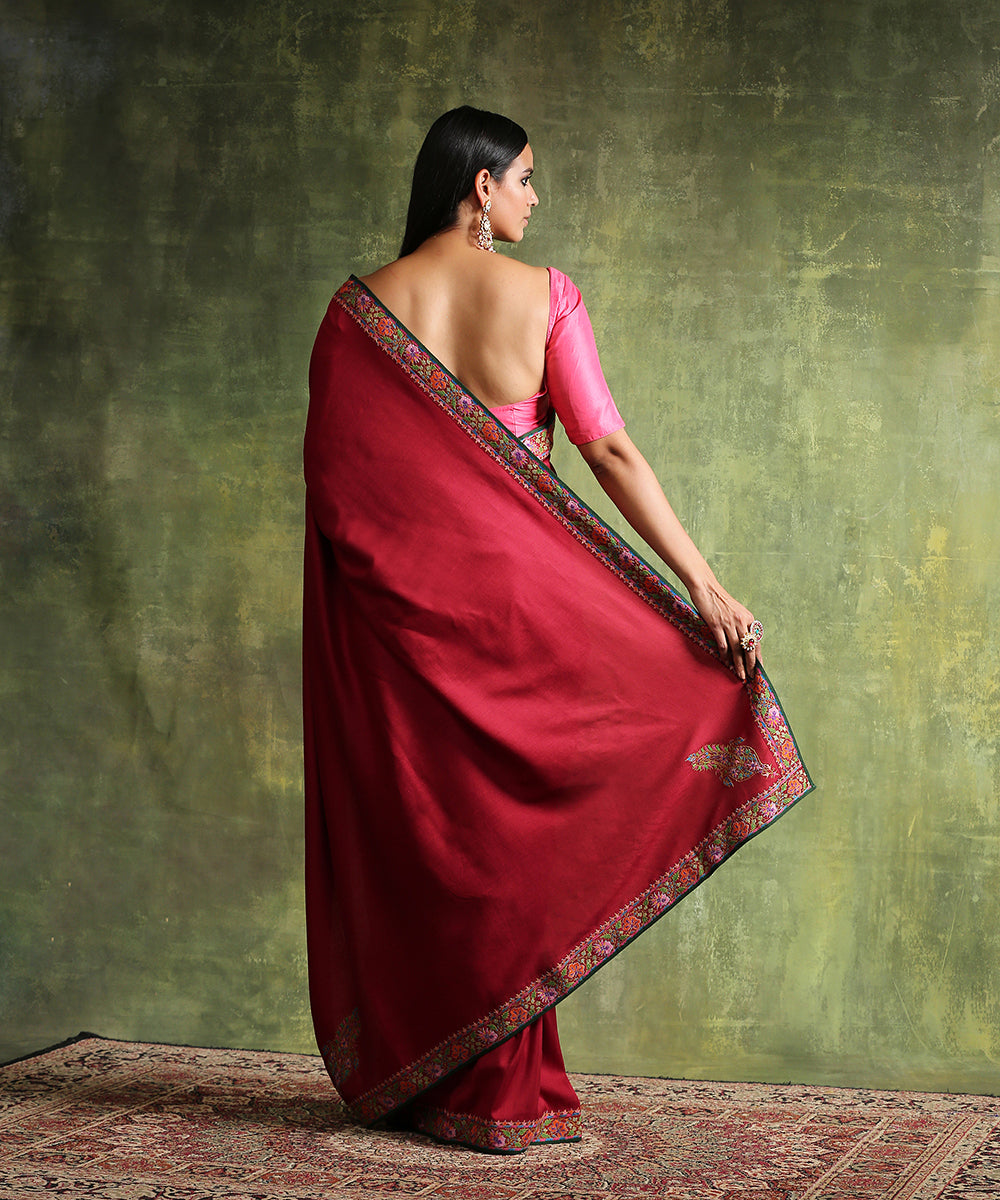Maroon_Handloom_Moonga_Silk_Saree_With_Embroidered_Border_WeaverStory_03