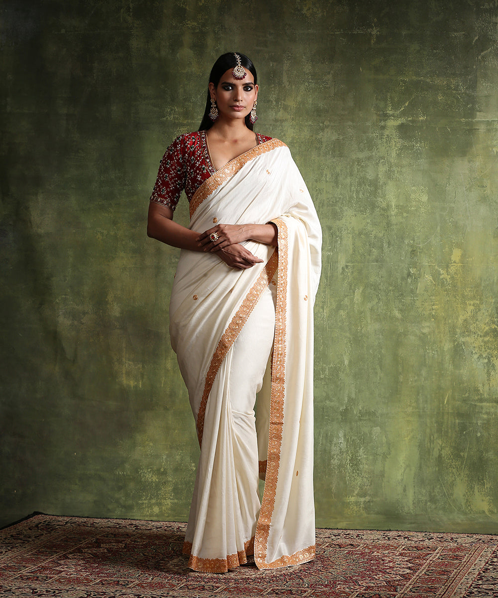 Handloom_Cream_Moonga_Silk_Saree_Kashmiri_Tilla_Embroidery_WeaverStory_02