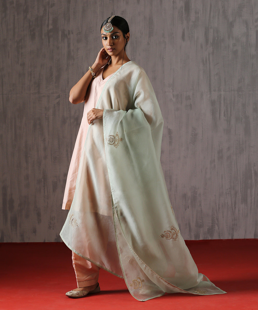 Ice_Blue_Organza_Dupatta_With_Big_Hand_Embroidered_Boota_WeaverStory_02