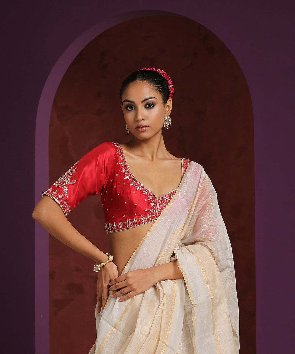 Red_Rounded_Cut_Pure_Silk_Blouse_With_Hand_Embroidered_Zardozi_Detailing_WeaverStory_02