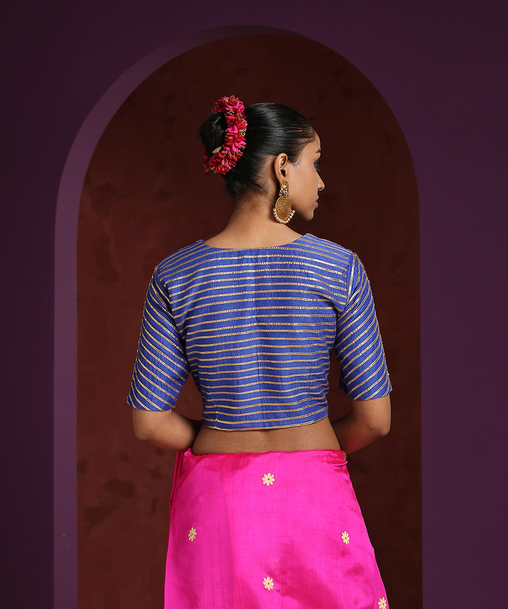Handcrafted_Blue_Moonga_Silk_Blouse_With_Gota_Patti_And_Zardozi_Work_WeaverStory_03