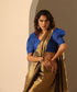 Royal_Blue_Pure_Silk_Blouse_With_Organza_Cowl_Sleeves_WeaverStory_01