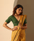 Bottle_Green_Organza_Blouse_With_Choli_Cut_WeaverStory_01