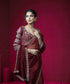 Handloom Maroon Embroidered Organza Saree With Raw Silk Blouse