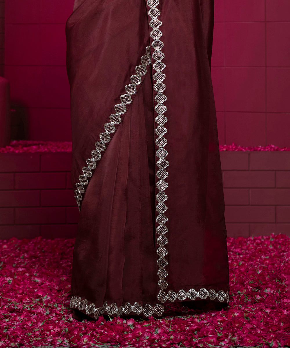Handloom_Maroon_Embroidered_Organza_Saree_With_Raw_Silk_Blouse_WeaverStory_05