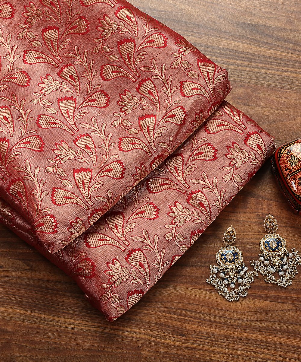 Maroon_Handloom_Banarasi_Pure_Silk_Brocade_Fabric_WeaverStory_01