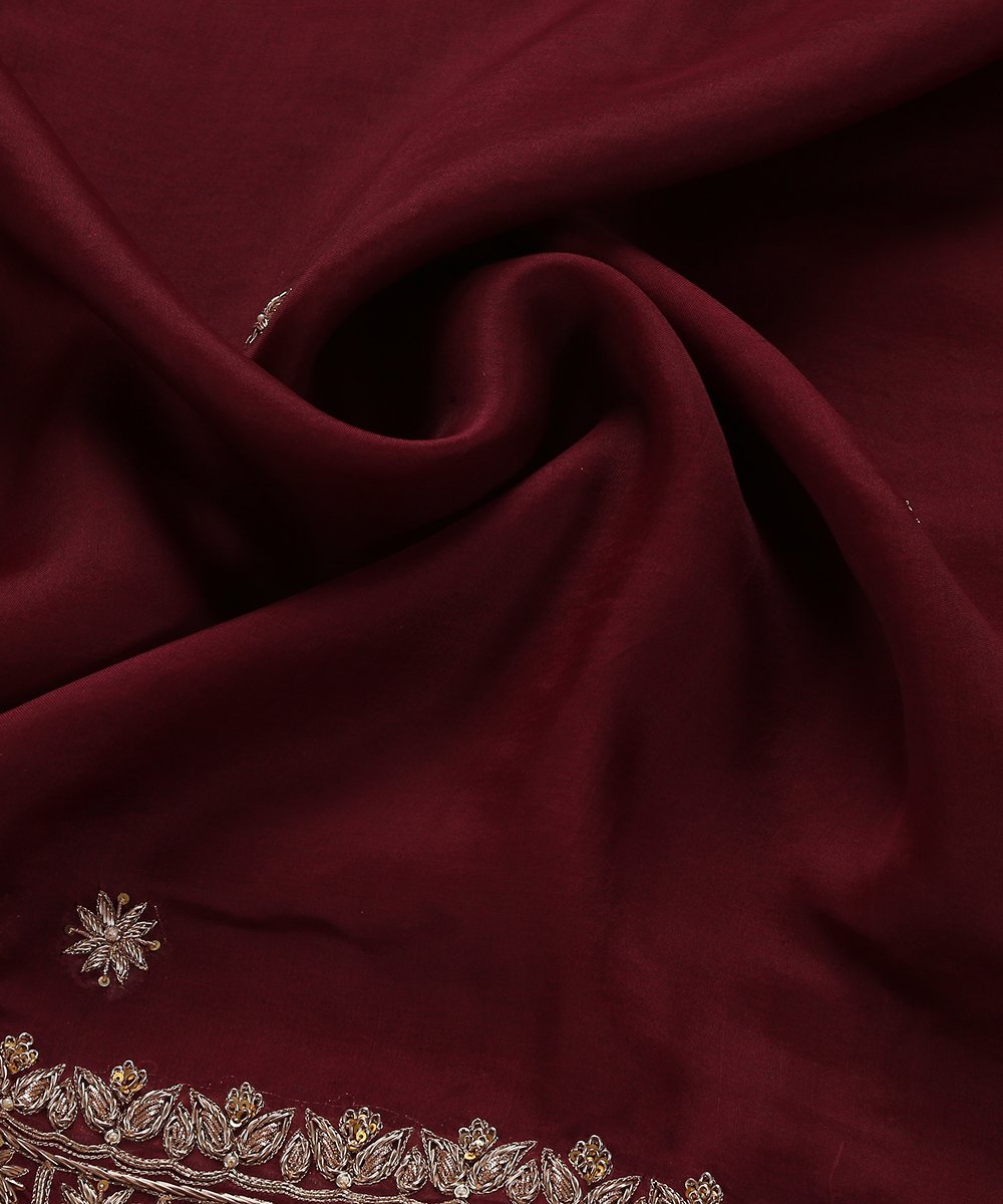 Wine_Handloom_Organza_Dupatta_with_Hand_Embroidery_Zardozi_Borders_WeaverStory_05