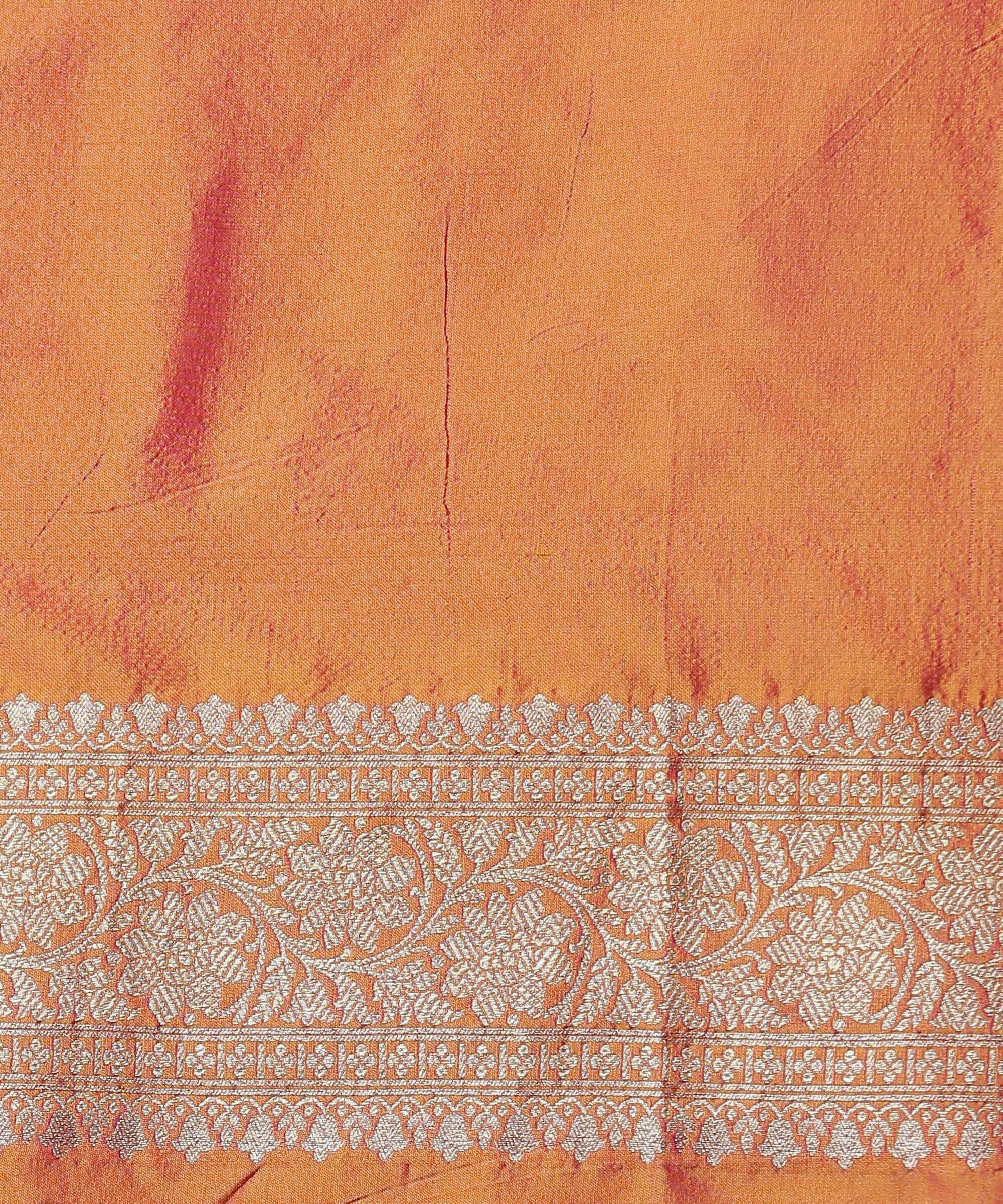 Mustard_Handloom_Banarasi_Katan_Silk_Saree_with_Floral_Jaal_and_Pink_Border_WeaverStory_05