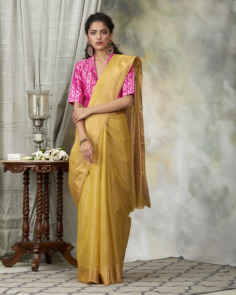 Mustard_Handloom_Tissue_Chanderi_Saree_With_4_Inch_Border_WeaverStory_02