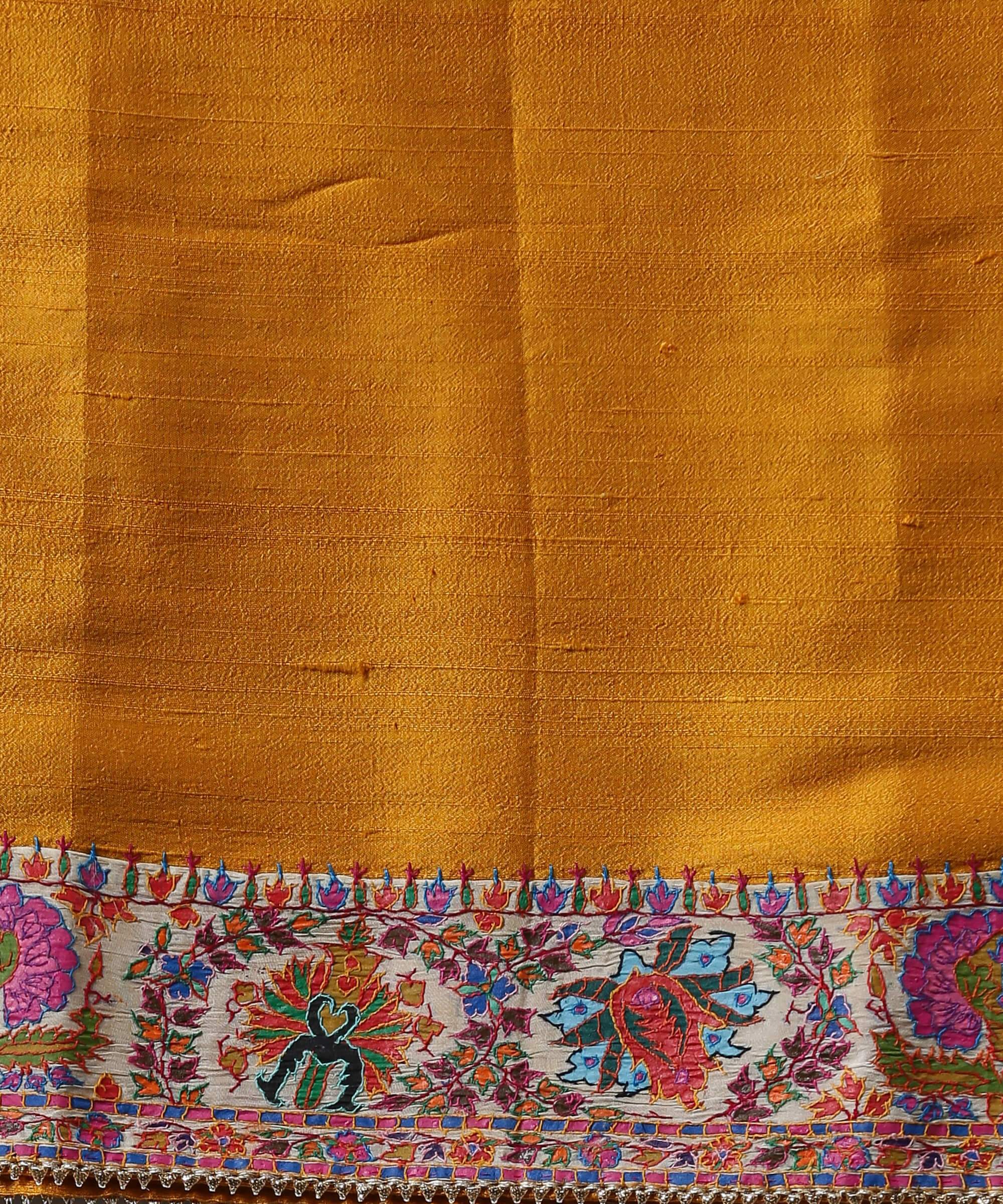 Mustard_Handloom_Organza_Saree_with_Hand_Appliqued_Sozni_Needle_Work_Border_WeaverStory_05