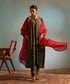 Handloom_Olive_Green_Chanderi_Silk_Kurta_With_Pants_And_Maroon_Organza_Dupatta_WeaverStory_01