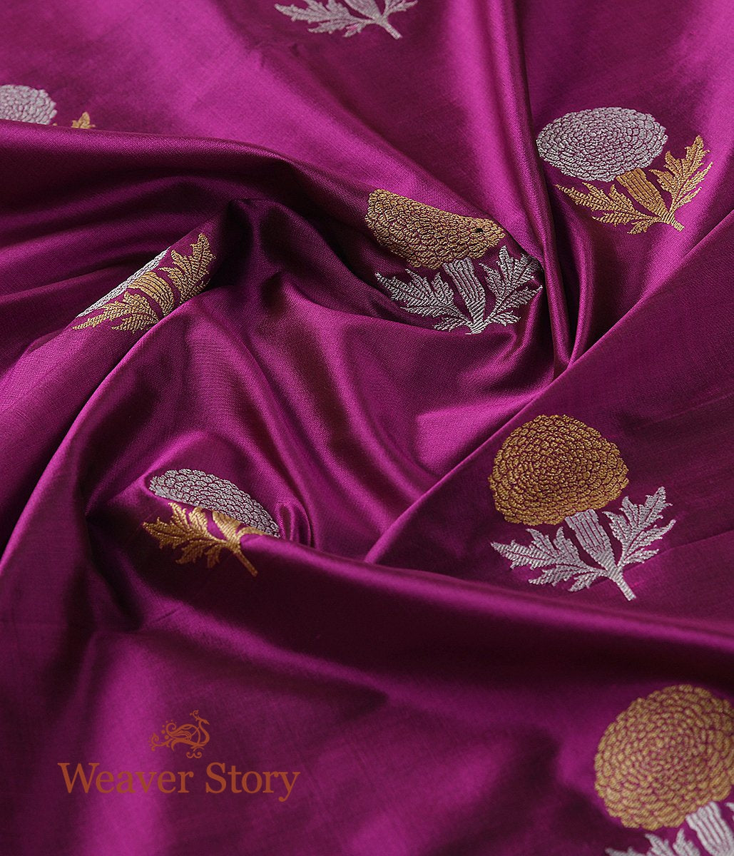 Handloom_Wine_Katan_Silk_Fabric_with_Kadhwa_Booti_in_gold_and_silver_zari_WeaverStory_05