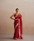 Maroon_Handloom_Organza_Saree_With_Golden_Sanjab_Border_WeaverStory_01