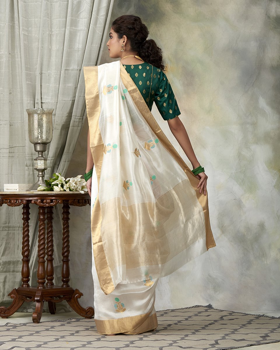 Milky_White_Handloom_Chanderi_Silk_Saree_with_Floral_Meenakari_Booti_WeaverStory_03
