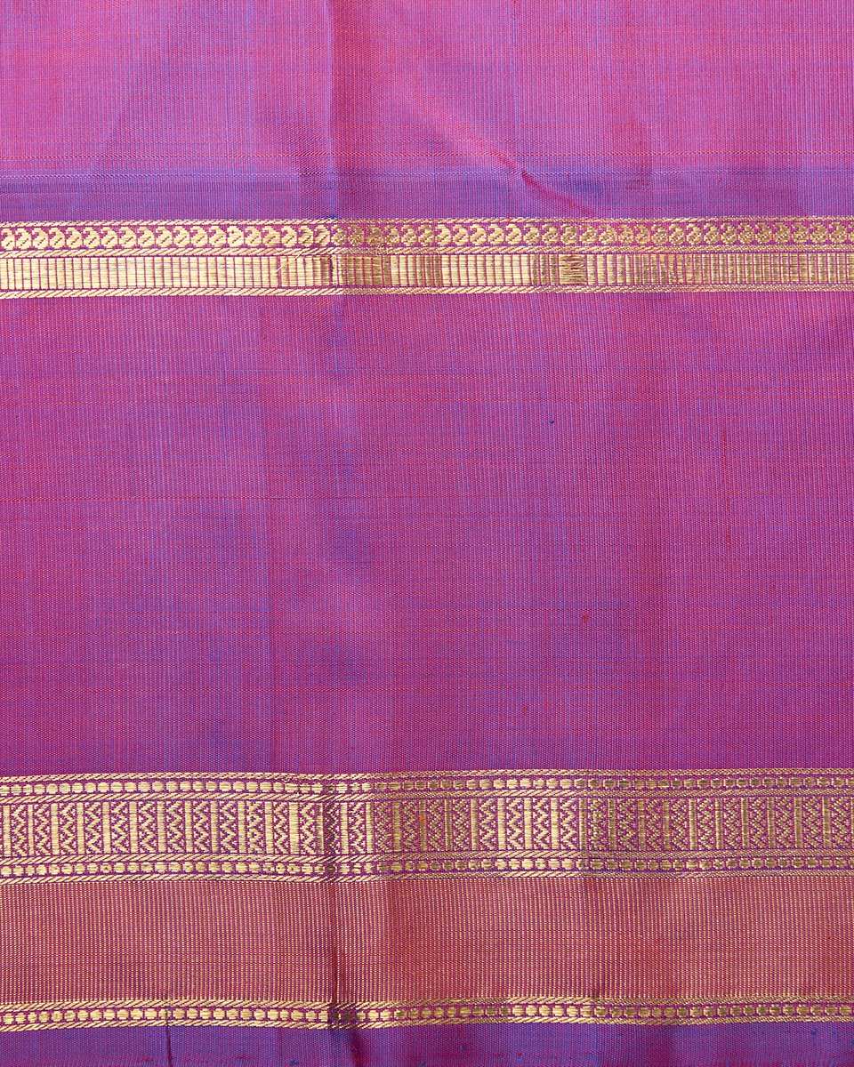 Orange_and_Purple_Handloom_Kanjivaram_Silk_Saree_with_Gold_Zari_Border_WeaverStory_05