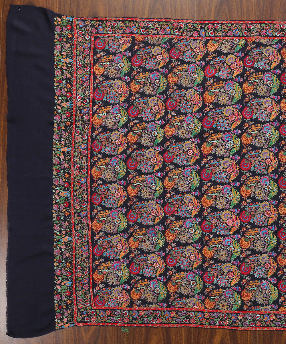 Black_Handwoven_Pure_Pashmina_Shawl_With_Kashidakari_And_Paper_Mache_Work_WeaverStory_02