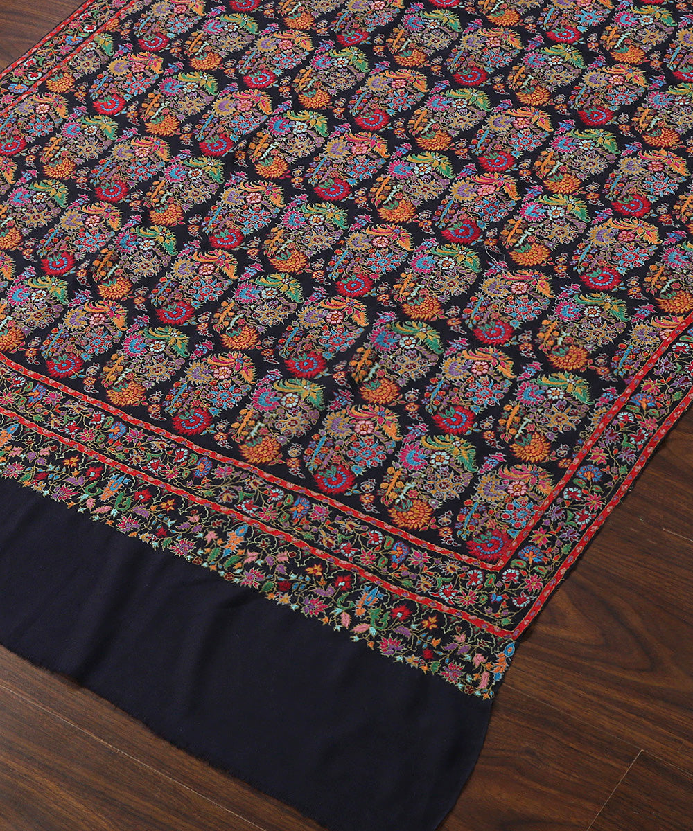 Black_Handwoven_Pure_Pashmina_Shawl_With_Kashidakari_And_Paper_Mache_Work_WeaverStory_03