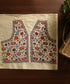 White_Raw_Silk_Hand_Embroidered_Blouse_Fabric_With_Kalamkari_And_Sozni_Kari_WeaverStory_01