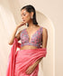 Pink_Plunging_V-Neck_Sleeveless_Net_Blouse_With_Beaded_Embroidery_WeaverStory_02