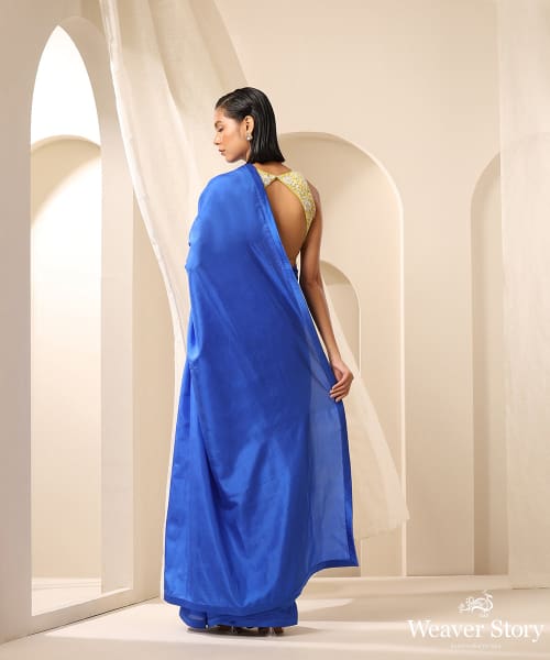 Royal_Blue_Pre-stitched_Side_Slit_Pure_Silk_Saree_With_Satin_Edges_WeaverStory_03