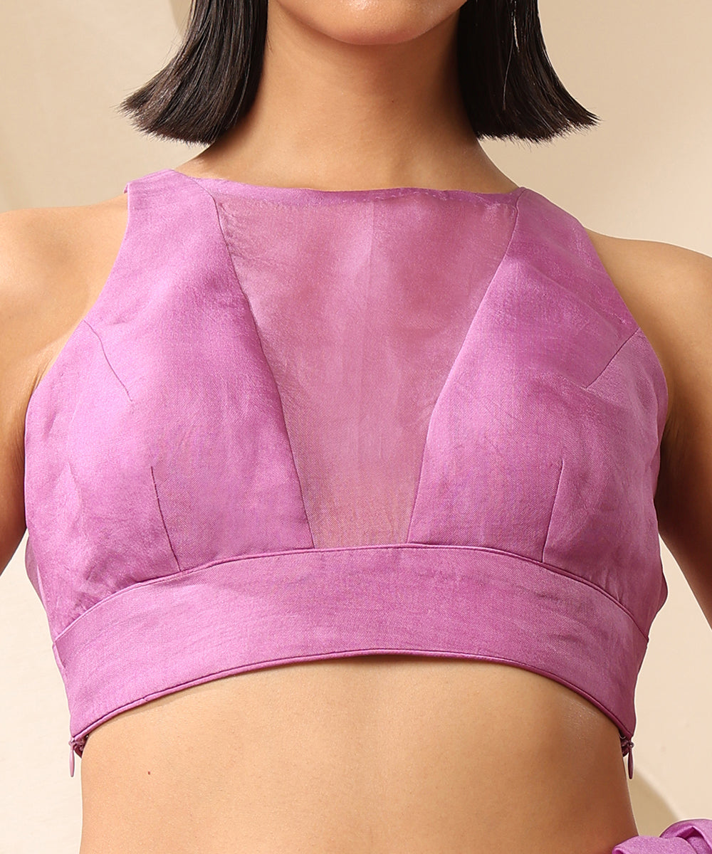 Lavender_Organza_Round_Neck_Blouse_WeaverStory_04