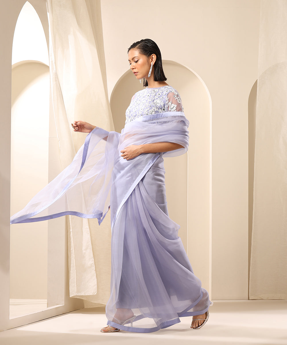 Very_Peri_Fuzz_Pure_Organza_Saree_With_Satin_Edges_WeaverStory_02
