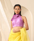 Lavender_Pure_Silk_Halter_Neck_Blouse_With_Organza_Tie-Up_WeaverStory_02