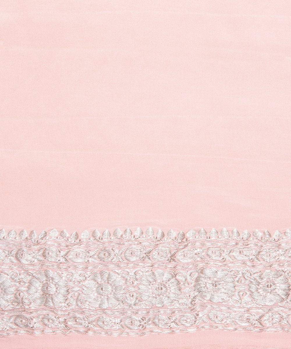 Peach_Handloom_Kadhwa_Georgette_Banarasi_Saree_with_Booti_Design_WeaverStory_05