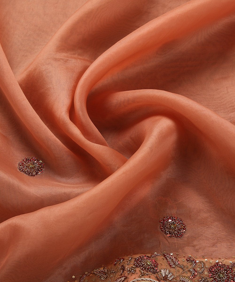 Peach_Handloom_Organza_Dupatta_with_Floral_Hand_Embroidery_Zardozi_Border_WeaverStory_05