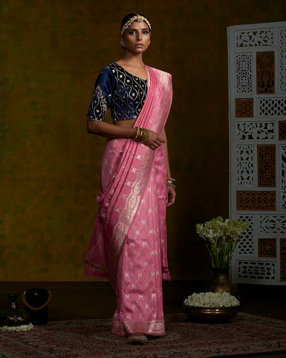 Pink_Handloom_Kadhwa_Jangla_Banarasi_Saree_with_Meenakari_WeaverStory_02
