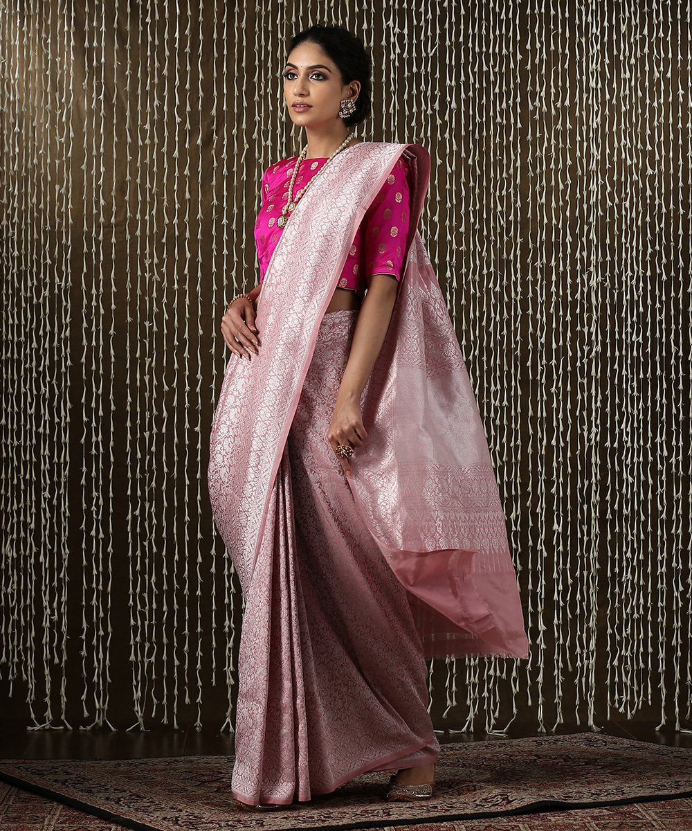 Pink_Handloom_Kimkhab_Brocade_Banarasi_Saree_With_Silver_Zari_WeaverStory_02