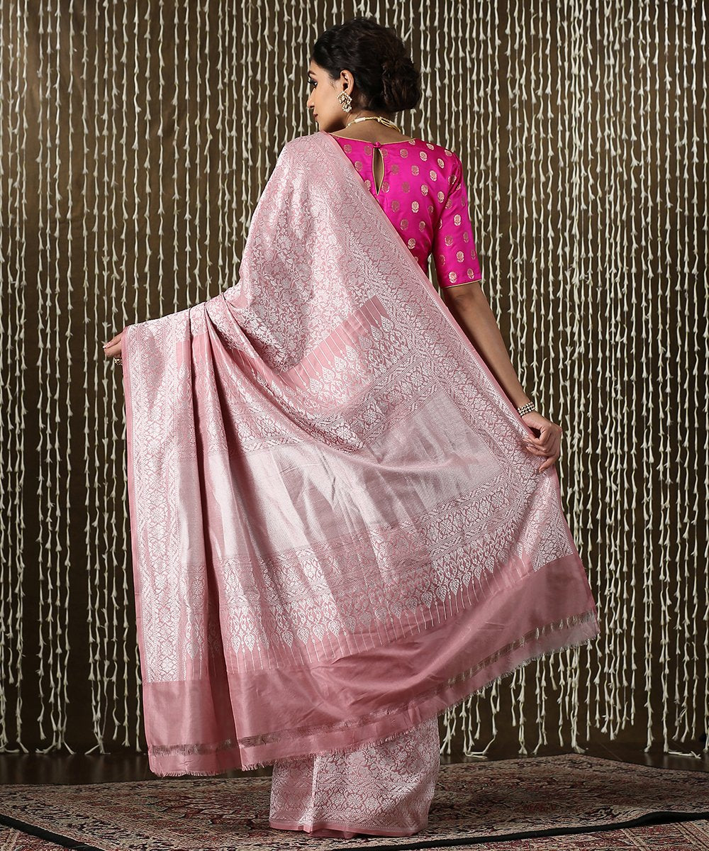 Pink_Handloom_Kimkhab_Brocade_Banarasi_Saree_With_Silver_Zari_WeaverStory_03