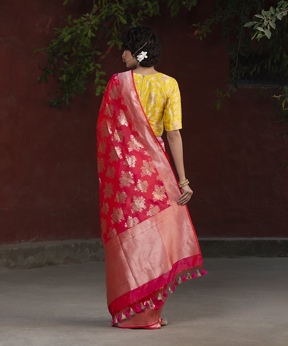 Pink_Handloom_Cutwork_Katan_Silk_Floral_Bunch_Banarasi_Saree_with_Boota_WeaverStory_03