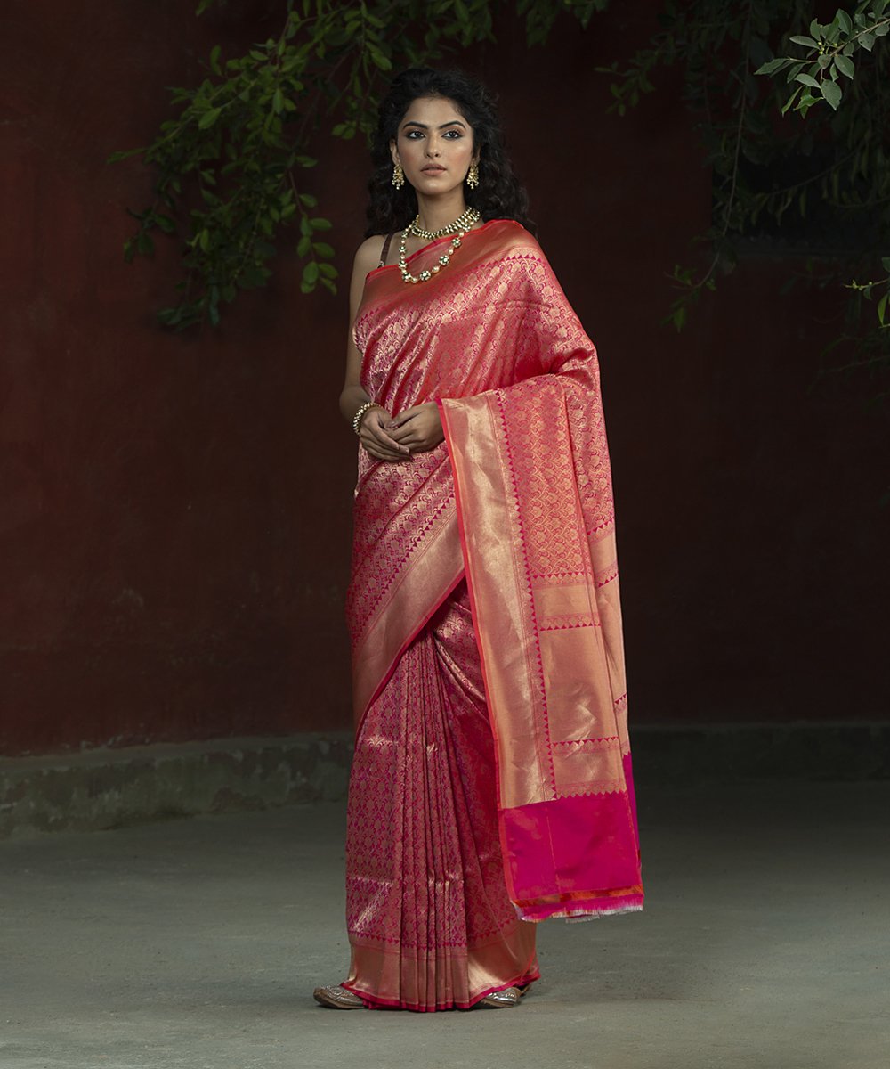 Pink_Handloom_Katan_Silk_Zari_Tanchoi_Banarasi_Saree_with_Jaal_WeaverStory_02