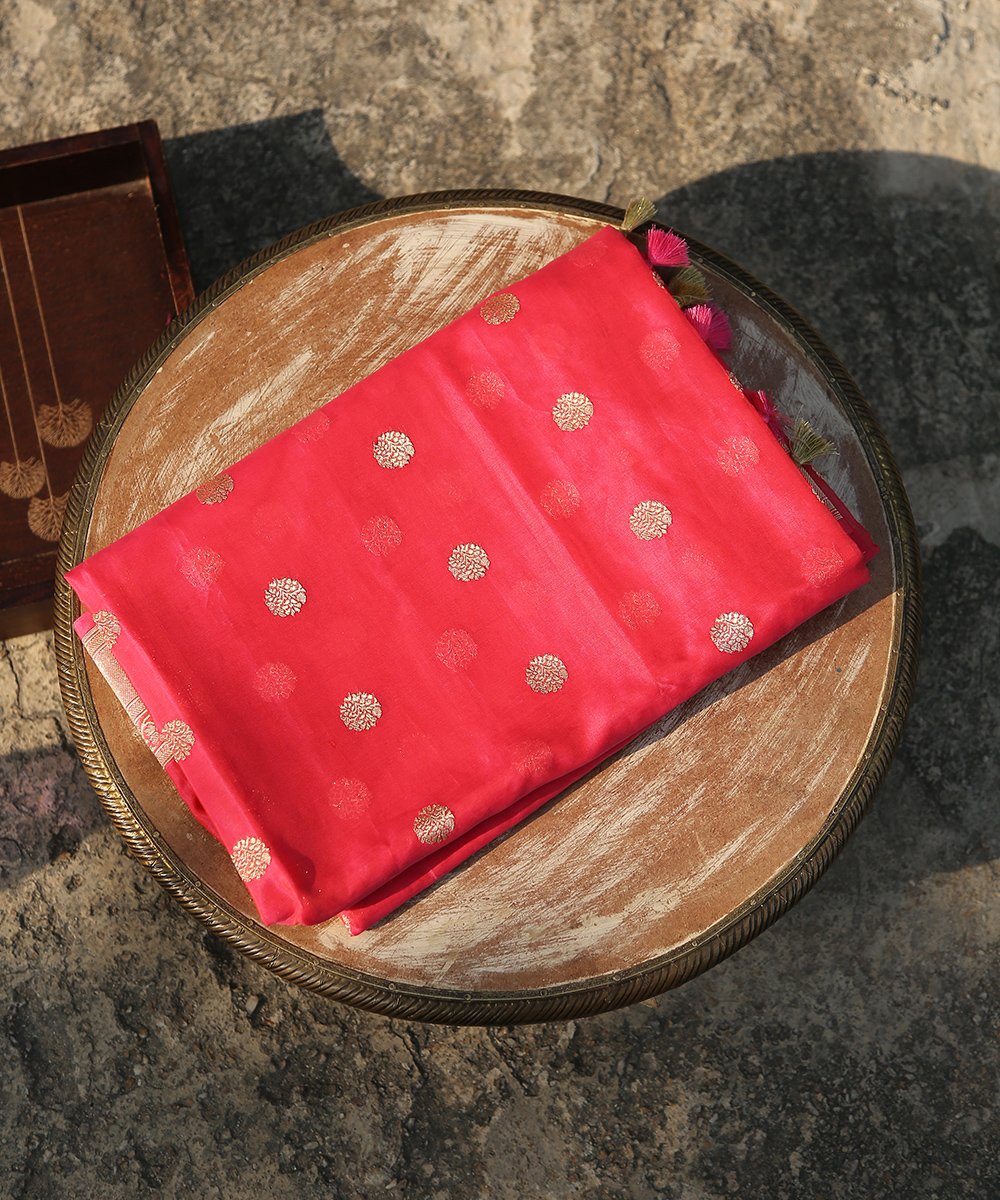 Pink_Handloom_Organza_Ginni_Booti_Banarasi_Dupatta_WeaverStory_01