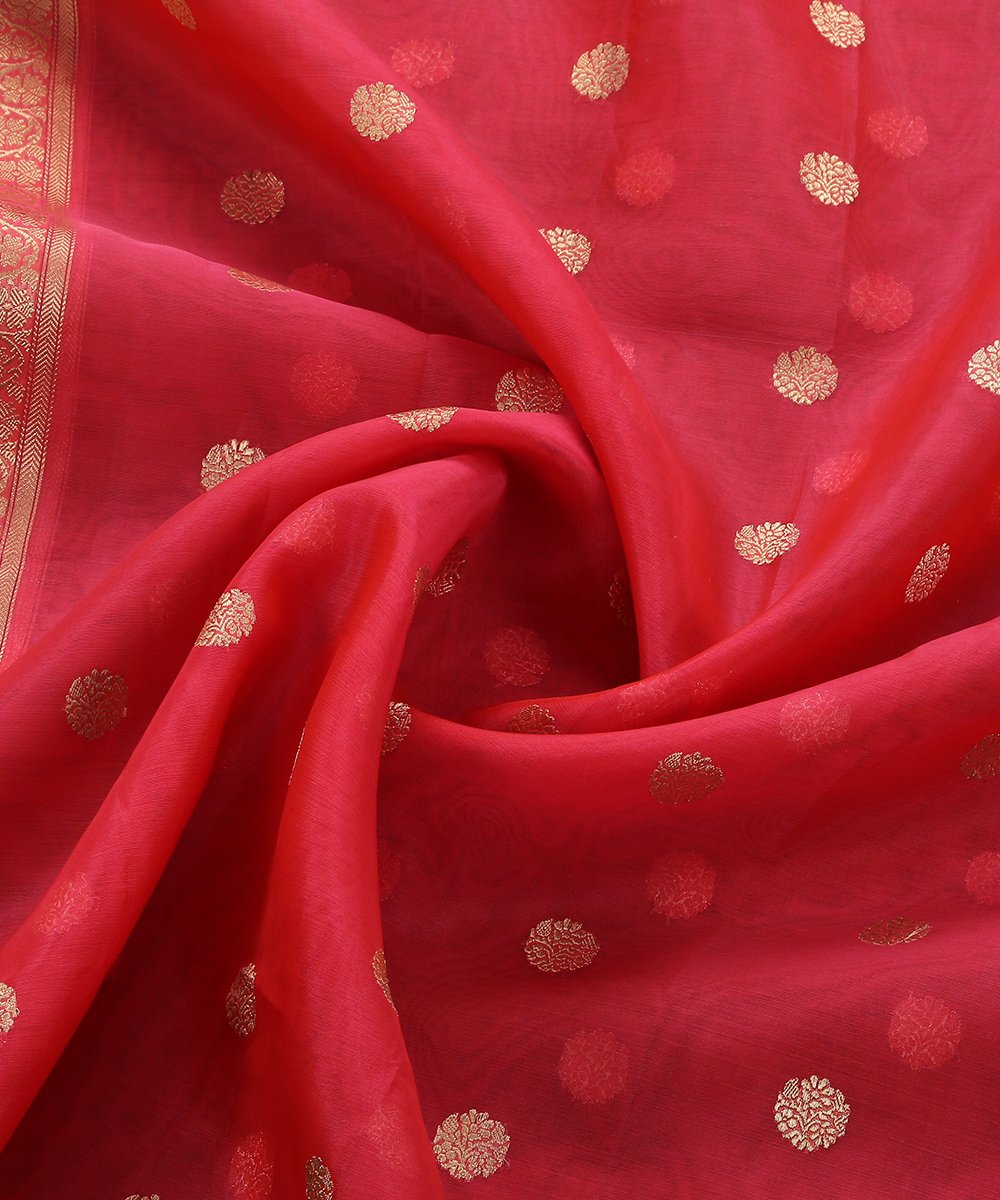 Pink_Handloom_Organza_Ginni_Booti_Banarasi_Dupatta_WeaverStory_06