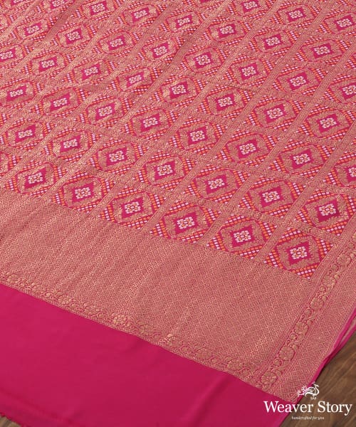 Pink_Handloom_Georgette_Bandhej_Banarasi_Dupatta_WeaverStory_04