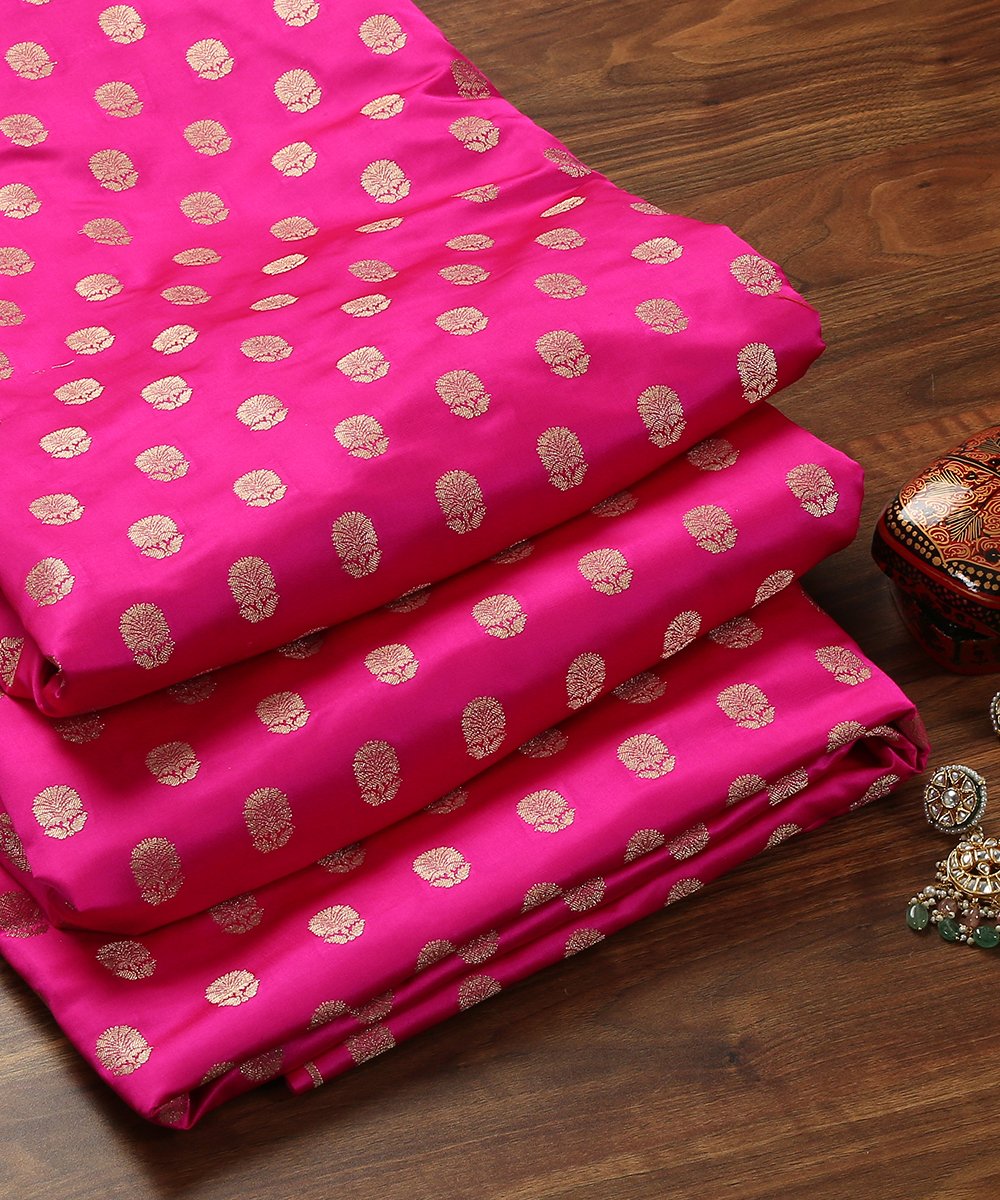 Pink_Banarasi_Handloom_Pure_Satin_Fabric_with_Bootidar_Design_WeaverStory_01
