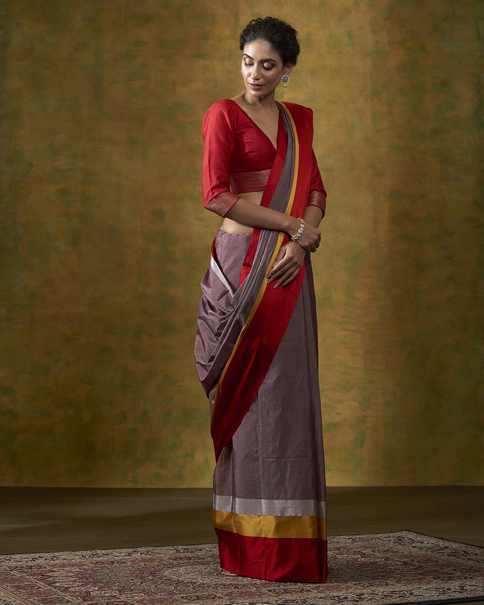 Purple_Handloom_Cotton_Tissue_Banarasi_Saree_With_Red_Mashroo_Border_WeaverStory_02