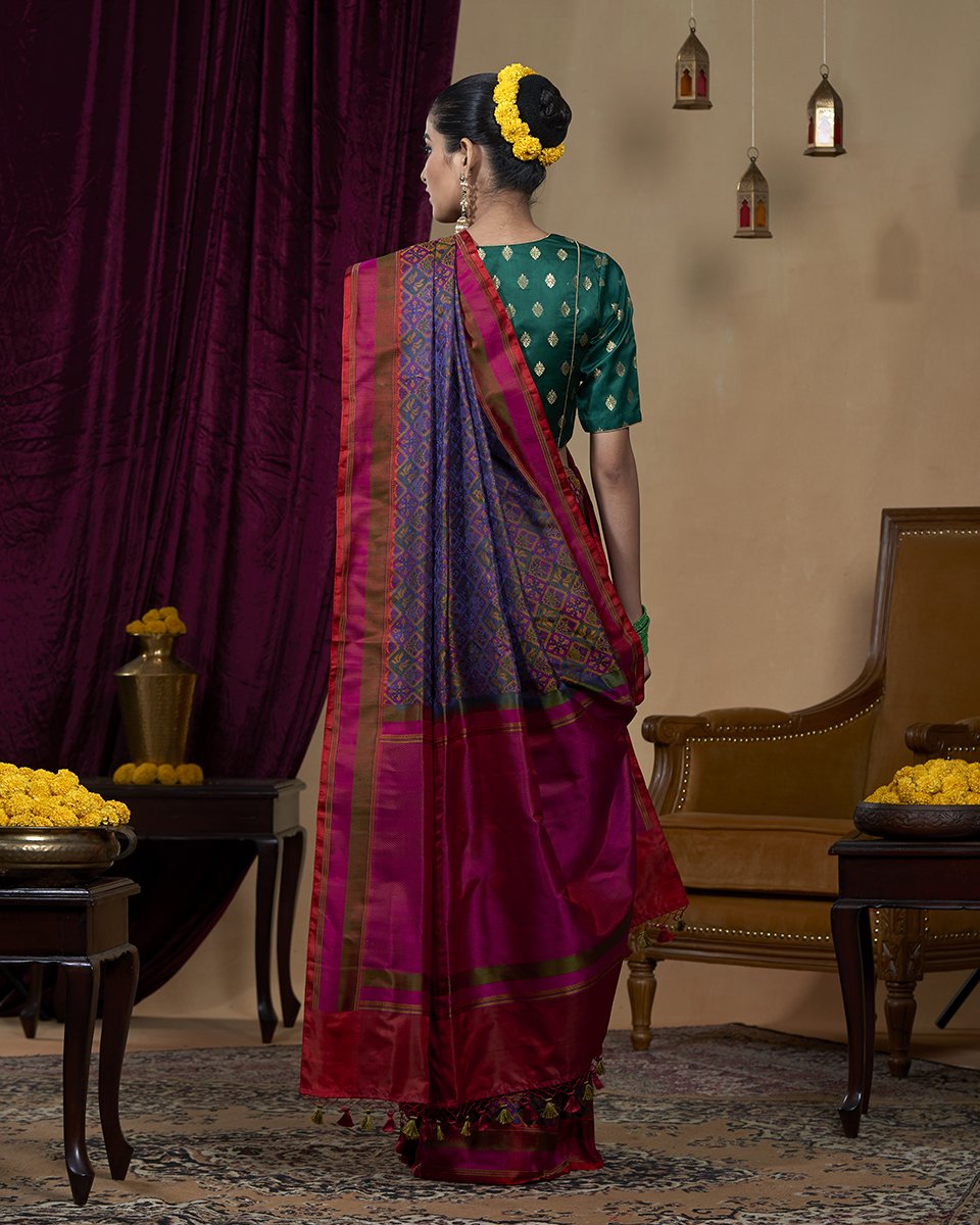 Purple_Handloom_Pashmina_Jamawar_Banarasi_Saree_Pure_Katan_Silk_With_Green_And_Pink_Reshmi_Border_WeaverStory_03
